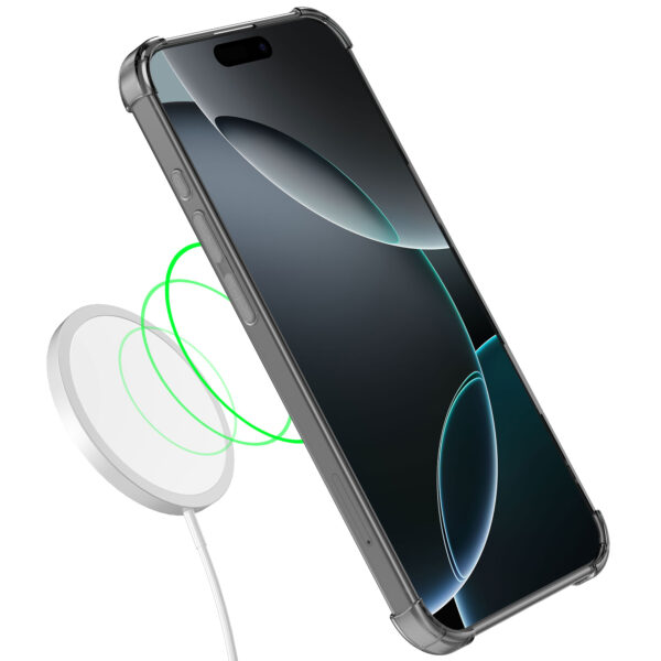 iPhone 16 Pro Max siliconen telefoonhoesje met stootrand transparant zwart (4)