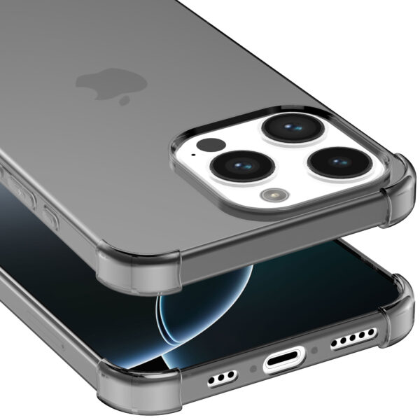 iPhone 16 Pro Max siliconen telefoonhoesje met stootrand transparant zwart (5)