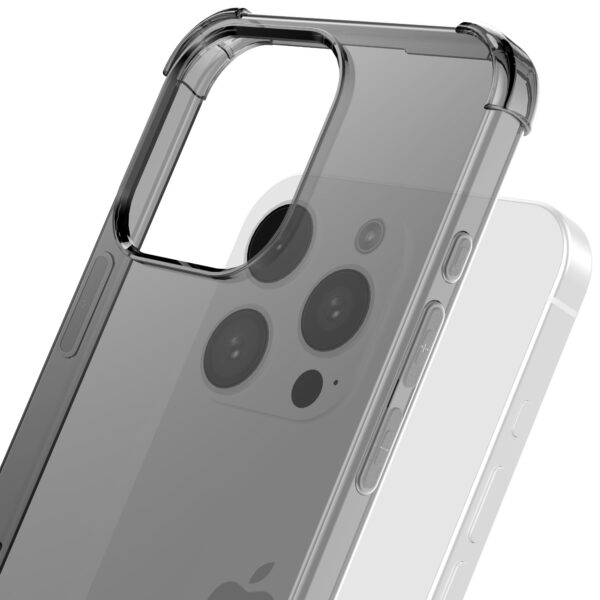 iPhone 16 Pro Max siliconen telefoonhoesje met stootrand transparant zwart (6)