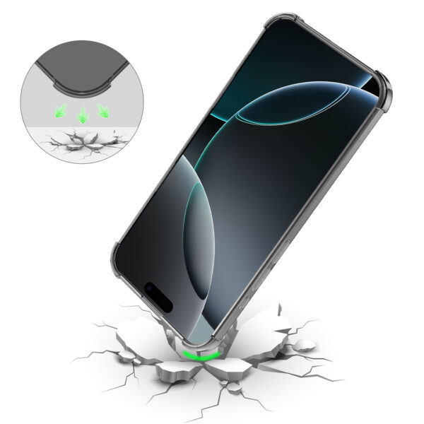 iPhone 16 Pro Max siliconen telefoonhoesje met stootrand transparant zwart (7)