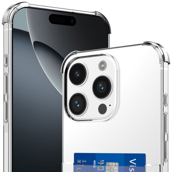 iPhone 16 Pro Max telefoonhoesje transparant met pasjeshouder en stootrand (2)
