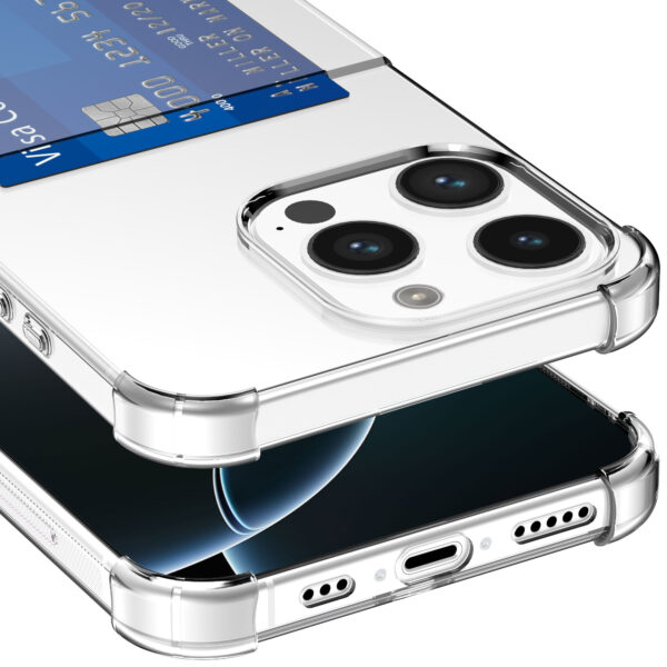 iPhone 16 Pro Max telefoonhoesje transparant met pasjeshouder en stootrand (6)