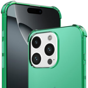iPhone 16 Pro siliconen telefoonhoesje met stootrand transparant groen (3)