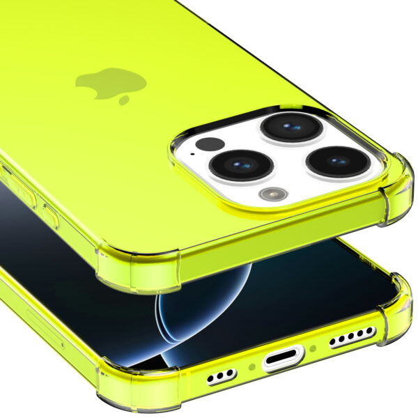 iPhone 16 Pro siliconen telefoonhoesje met stootrand transparant neon geel (5)