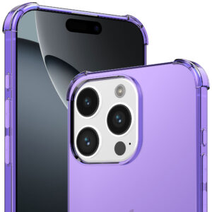 iPhone 16 Pro siliconen telefoonhoesje met stootrand transparant paars (3)