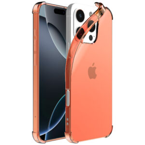 iPhone 16 Pro siliconen telefoonhoesje met stootrand transparant rood (1)
