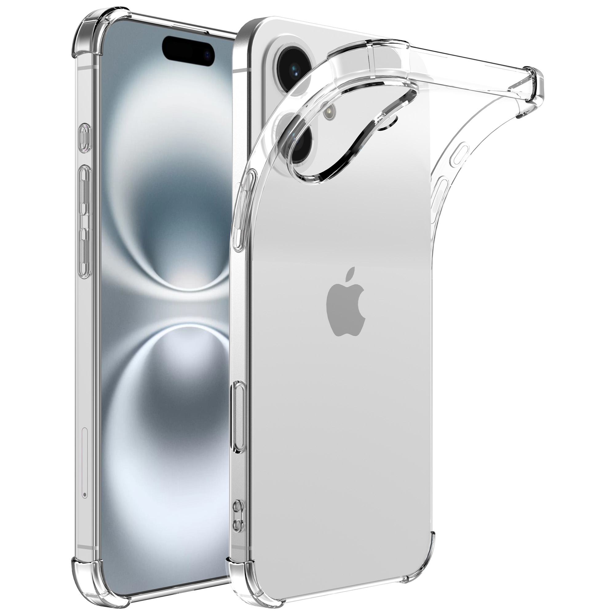 iPhone 16 siliconen telefoonhoesje met stootrand transparant (1)