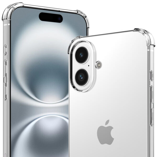 iPhone 16 siliconen telefoonhoesje met stootrand transparant (2)