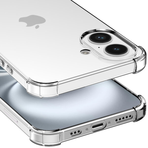 iPhone 16 siliconen telefoonhoesje met stootrand transparant (4)