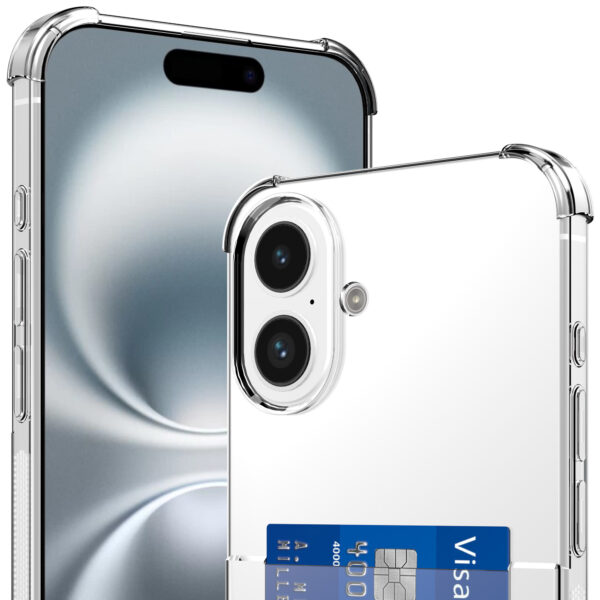 iPhone 16 telefoonhoesje transparant met pasjeshouder en stootrand (2)