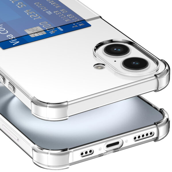 iPhone 16 telefoonhoesje transparant met pasjeshouder en stootrand (6)