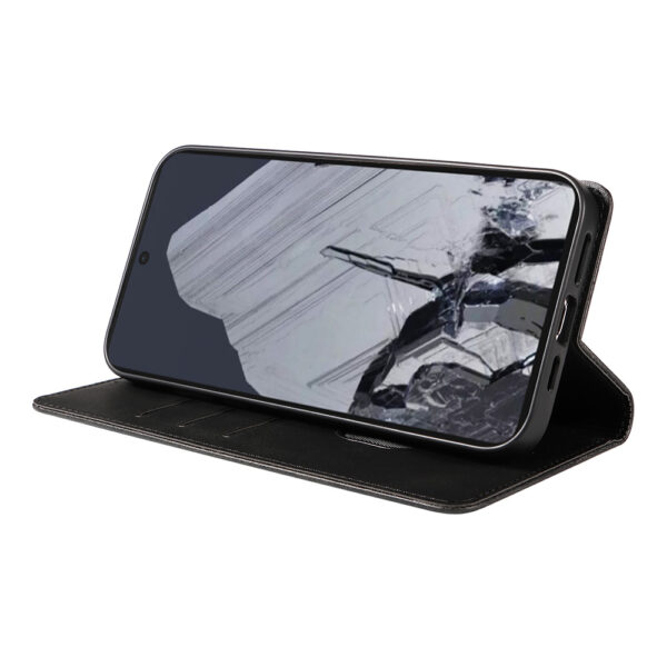 Google Pixel 8 Pro leren telefoonhoesje bookcase met pasjeshouder en magnetisch lipje (3)