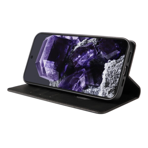 Google Pixel 8 leren telefoonhoesje bookcase met pasjeshouder en magnetisch lipje (3)
