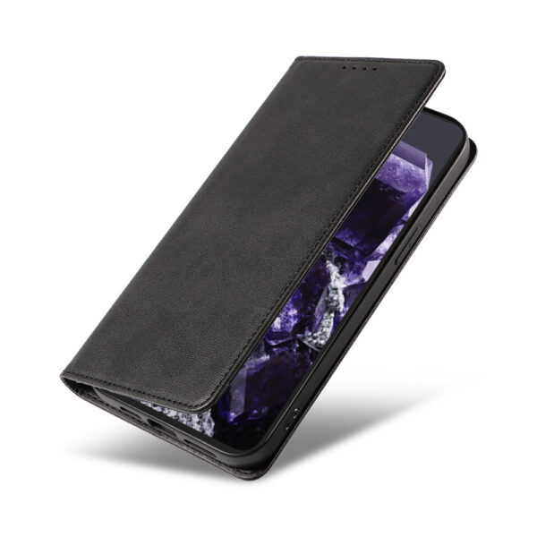 Google Pixel 8 leren telefoonhoesje bookcase met pasjeshouder en magnetisch lipje (4)