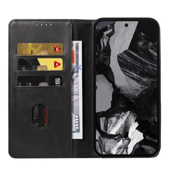 Google Pixel 8A leren telefoonhoesje bookcase met pasjeshouder en magnetisch lipje (2)