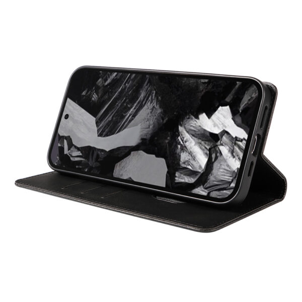 Google Pixel 8A leren telefoonhoesje bookcase met pasjeshouder en magnetisch lipje (3)