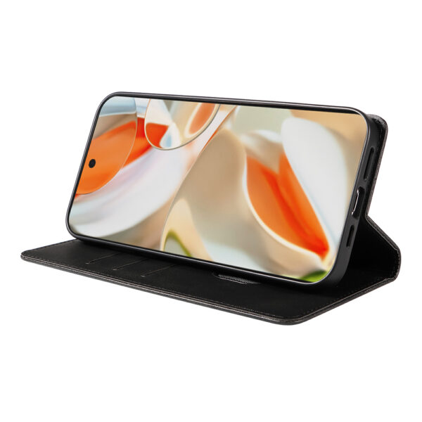 Google Pixel 9 Pro XL leren telefoonhoesje bookcase met pasjeshouder en magnetisch lipje (3)