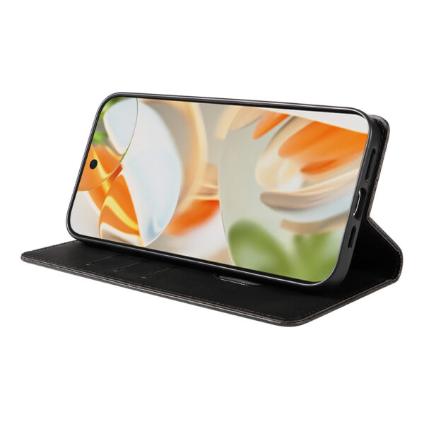 Google Pixel 9 Pro leren telefoonhoesje bookcase met pasjeshouder en magnetisch lipje (3)