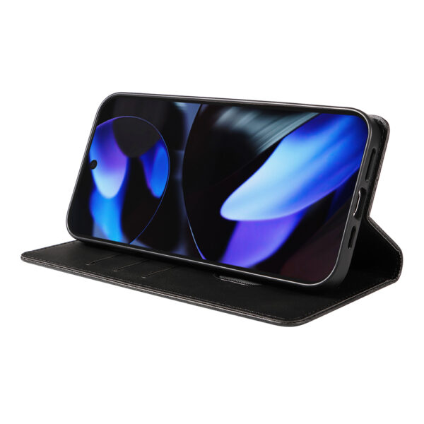 Google Pixel 9 leren telefoonhoesje bookcase met pasjeshouder en magnetisch lipje (3)