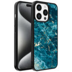 Iphone 15 Pro Max telefoonhoesje met blauw marmer opdruk (1)