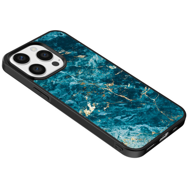 Iphone 15 Pro Max telefoonhoesje met blauw marmer opdruk (5)