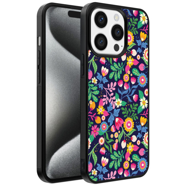 Iphone 15 Pro Max telefoonhoesje met bloemen opdruk (1)