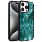Iphone 15 Pro Max telefoonhoesje met groen marmer opdruk (1)