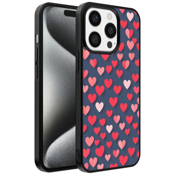 Iphone 15 Pro Max telefoonhoesje met hartjes opdruk klein (1)