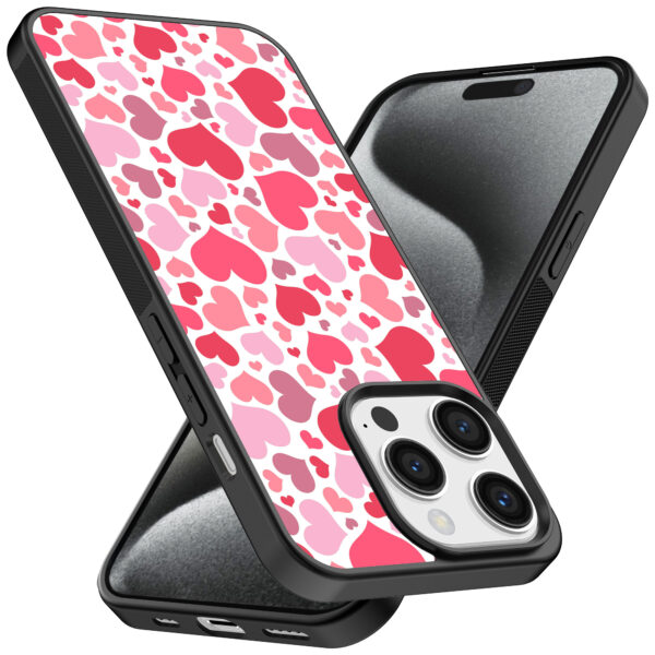 Iphone 15 Pro Max telefoonhoesje met hartjes opdruk transaparant (2)