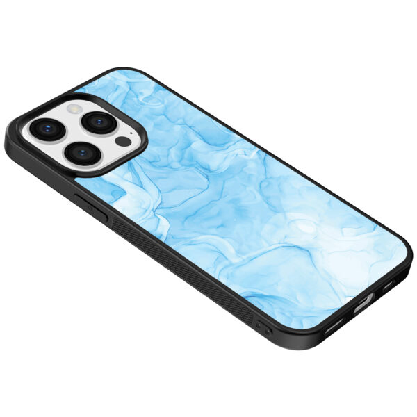 Iphone 15 Pro Max telefoonhoesje met lichtblauw marmer opdruk (5)