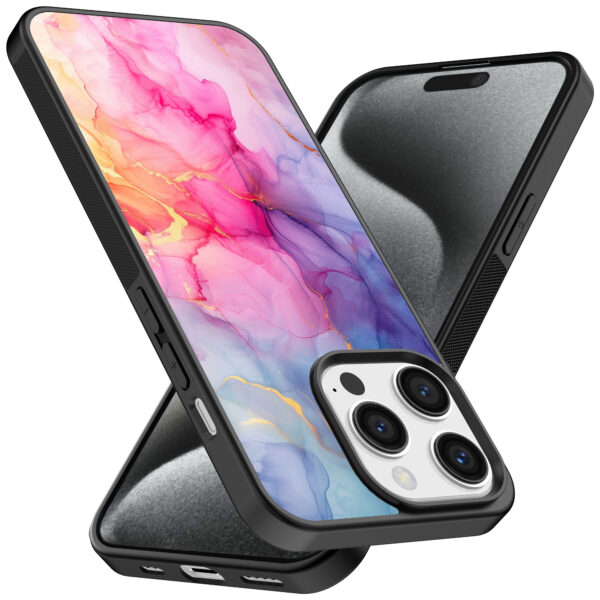 Iphone 15 Pro Max telefoonhoesje met regenboog marmer opdruk (2)