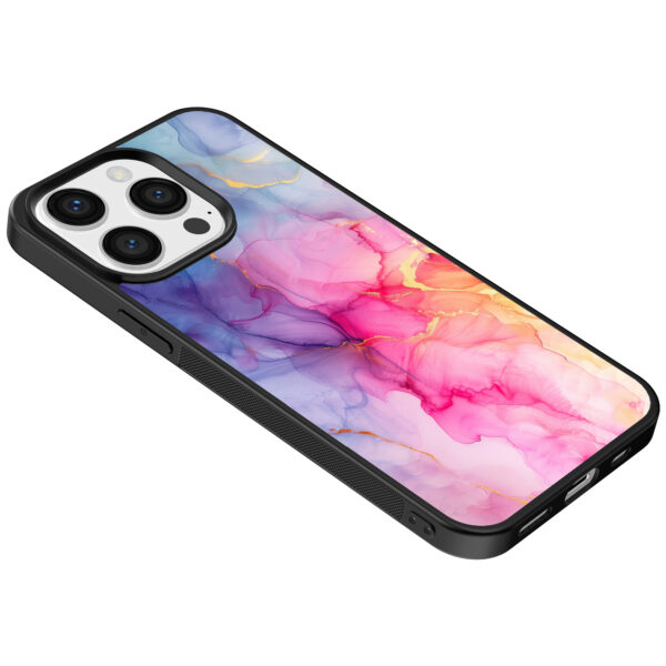 Iphone 15 Pro Max telefoonhoesje met regenboog marmer opdruk (5)
