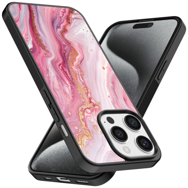 Iphone 15 Pro Max telefoonhoesje met roze marmer opdruk (2)