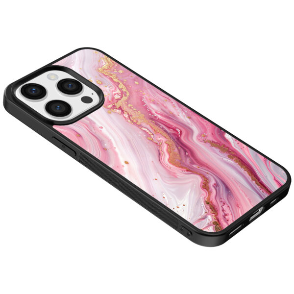 Iphone 15 Pro Max telefoonhoesje met roze marmer opdruk (5)