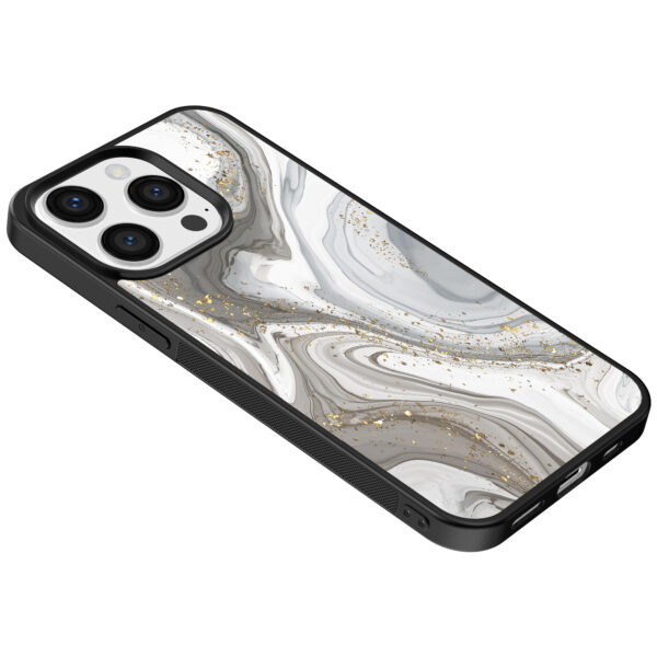 Iphone 15 Pro Max telefoonhoesje met zilver marmer opdruk (5)