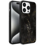 Iphone 15 Pro Max telefoonhoesje met zwart marmer opdruk (1)