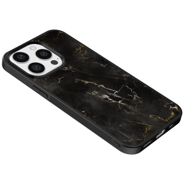 Iphone 15 Pro Max telefoonhoesje met zwart marmer opdruk (5)