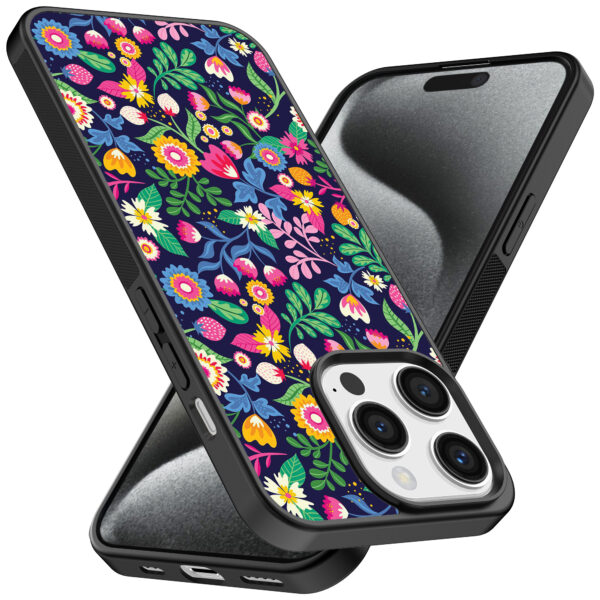 Iphone 15 Pro telefoonhoesje met bloemen opdruk (2)