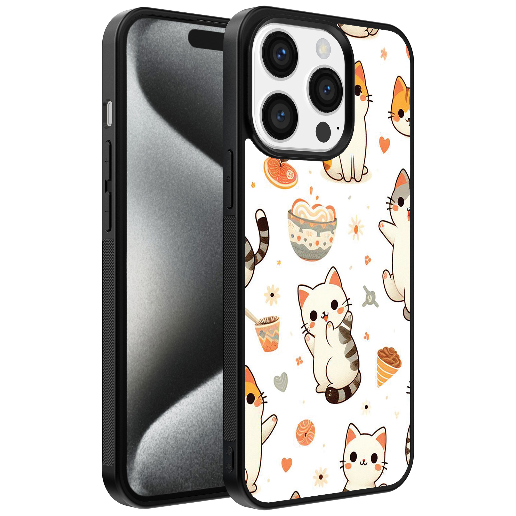Iphone 15 Pro telefoonhoesje met katten opdruk (1)