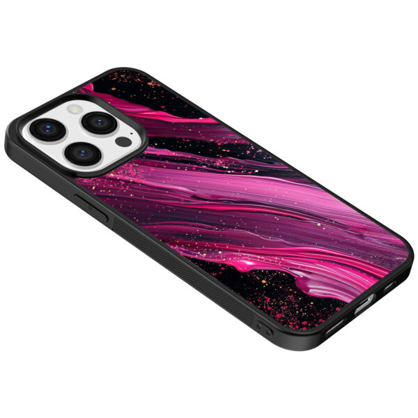 Iphone 15 Pro telefoonhoesje met paars roze marmer opdruk (5)