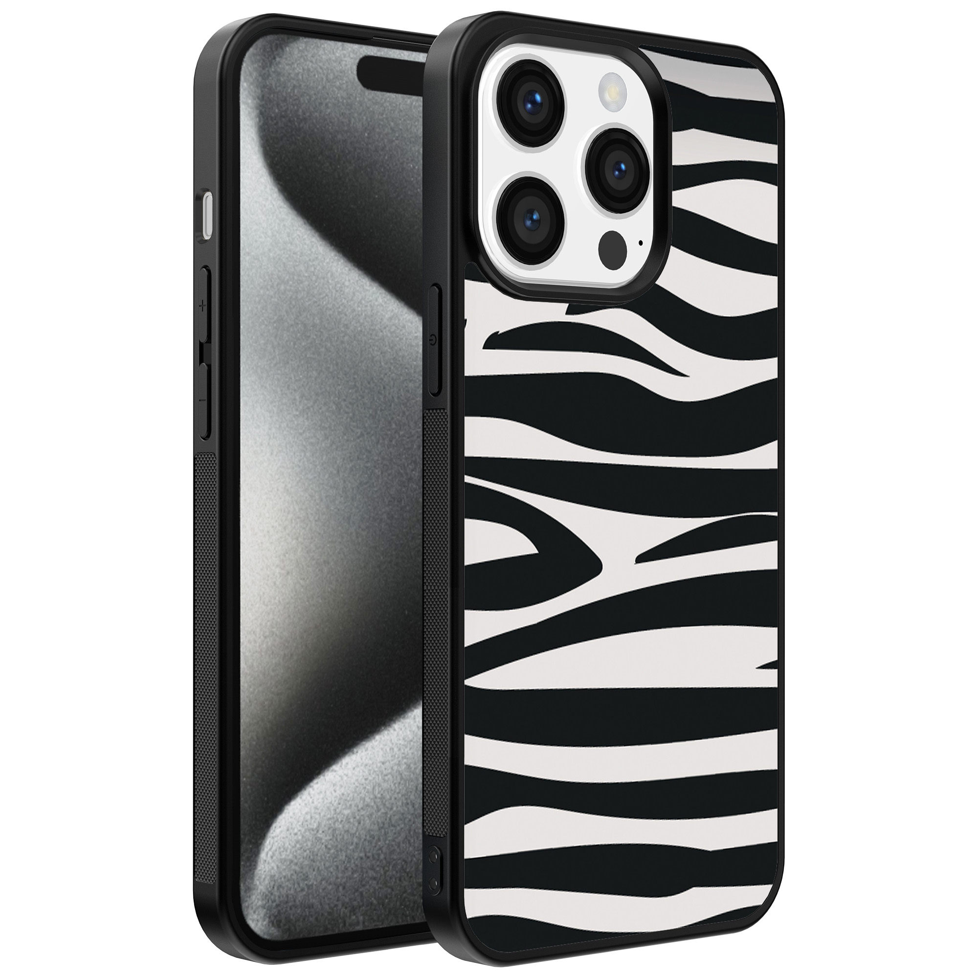 Iphone 15 Pro telefoonhoesje met zebra opdruk (1)