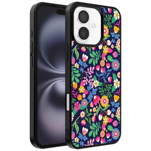 Iphone 16 Plus telefoonhoesje met bloemen opdruk (1)