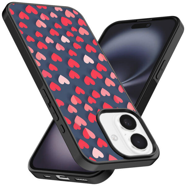 Iphone 16 Plus telefoonhoesje met hartjes opdruk klein (2)