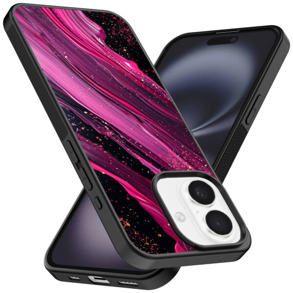 Iphone 16 Plus telefoonhoesje met paars roze marmer opdruk (2)