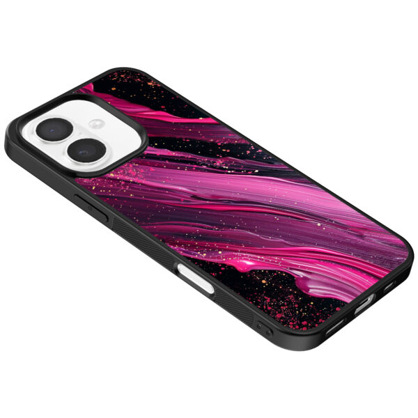 Iphone 16 Plus telefoonhoesje met paars roze marmer opdruk (5)