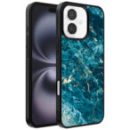 Iphone 16 telefoonhoesje met blauw marmer opdruk (1)