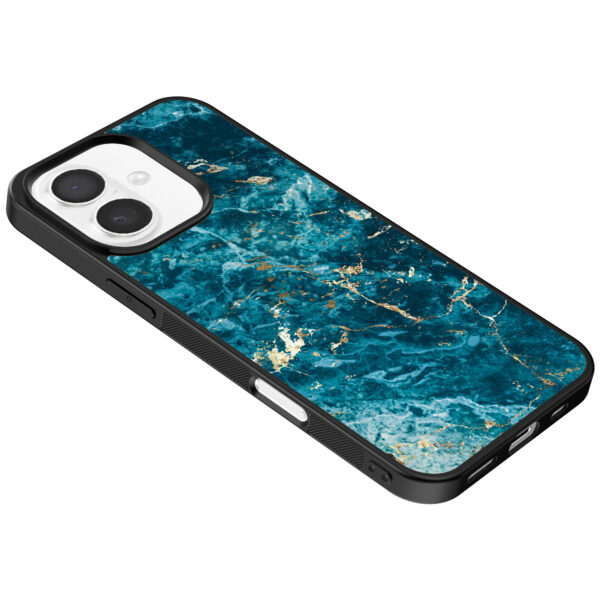 Iphone 16 telefoonhoesje met blauw marmer opdruk (5)