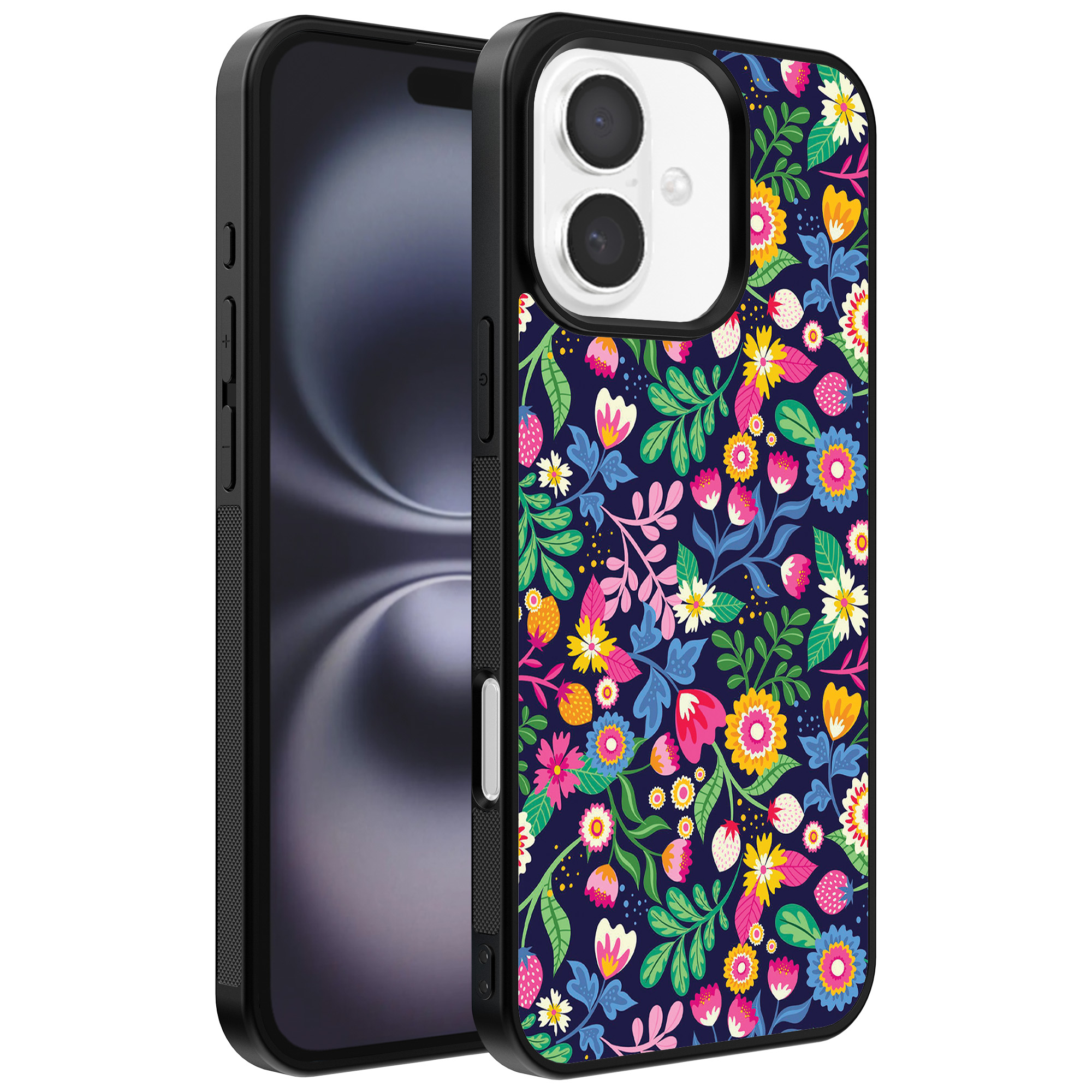 Iphone 16 telefoonhoesje met bloemen opdruk (1)