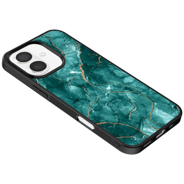 Iphone 16 telefoonhoesje met groen marmer opdruk (5)