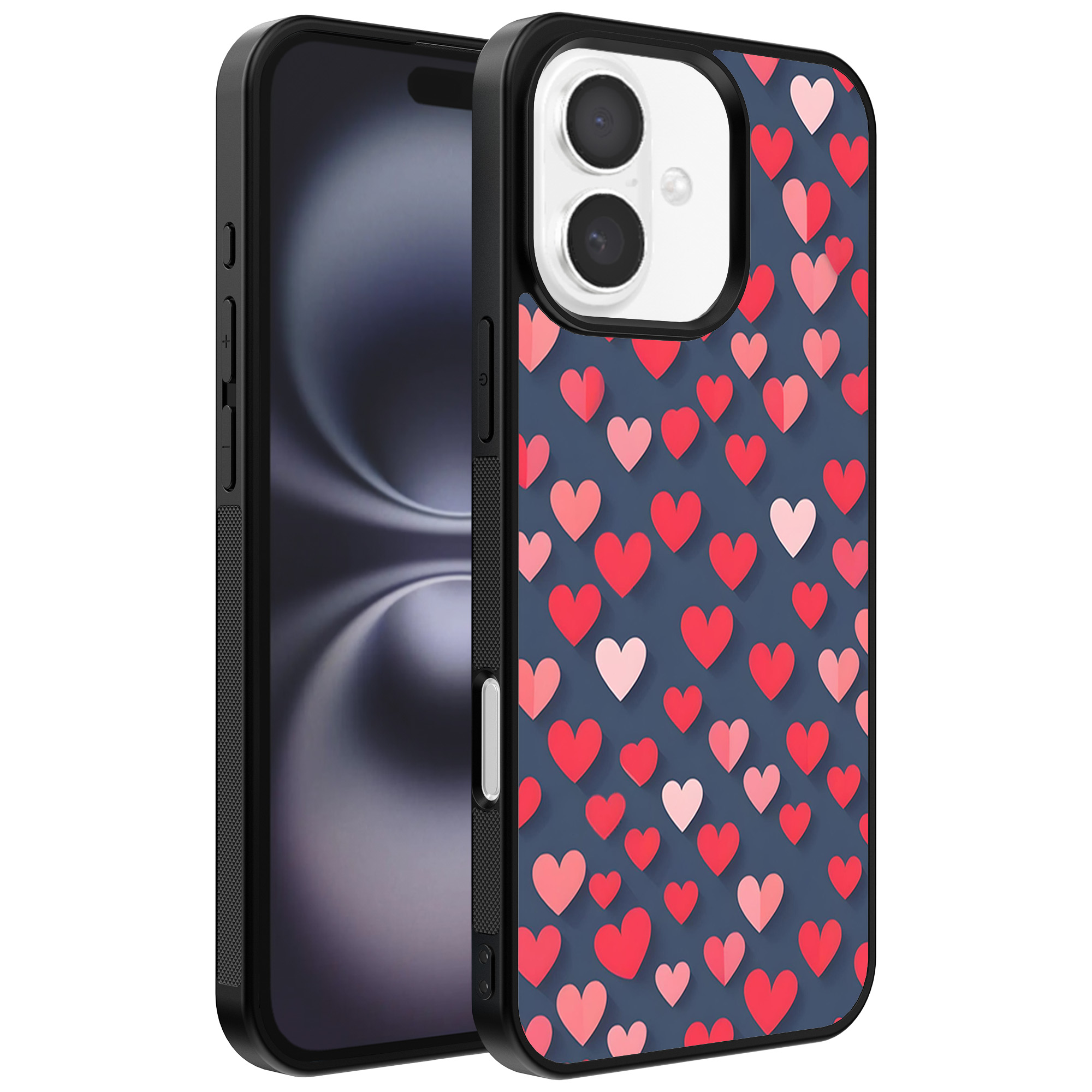 Iphone 16 telefoonhoesje met hartjes opdruk klein (1)